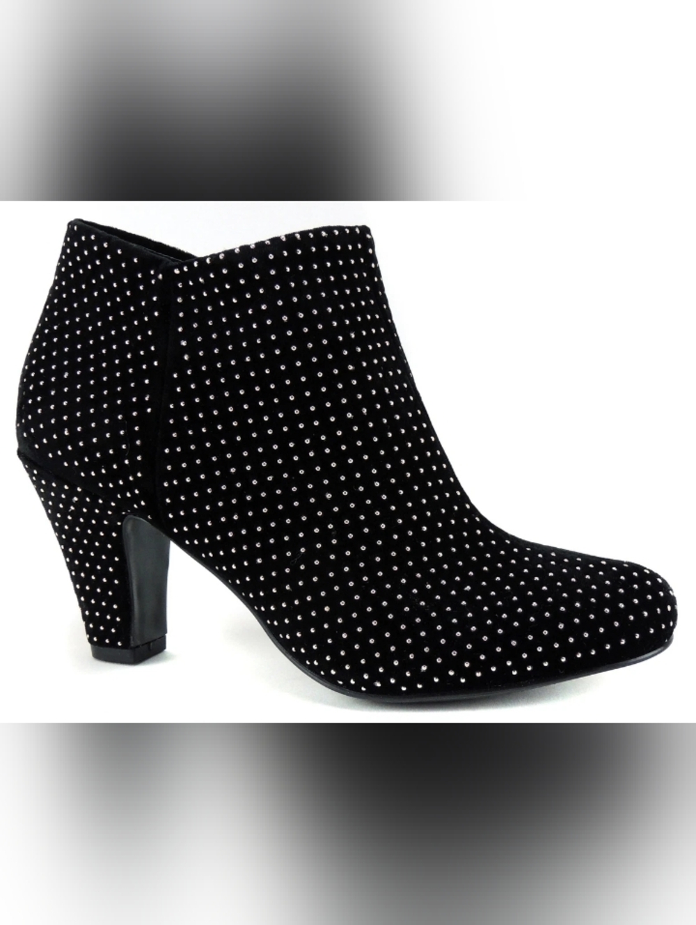 BCBGeneration Black Studded Velvet Ankle Bootie Size 7.5B